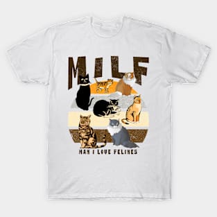 MILF Man I Love Felines Sunset Vintage T-Shirt